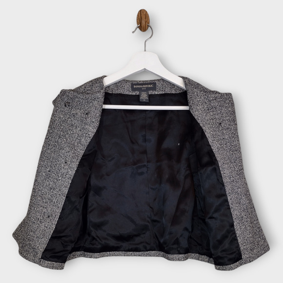 Banana Republic Blazer Women's XS Gray Tweed 3/4 Sleeve Office Corpcore Jacket - Picture 5 of 9